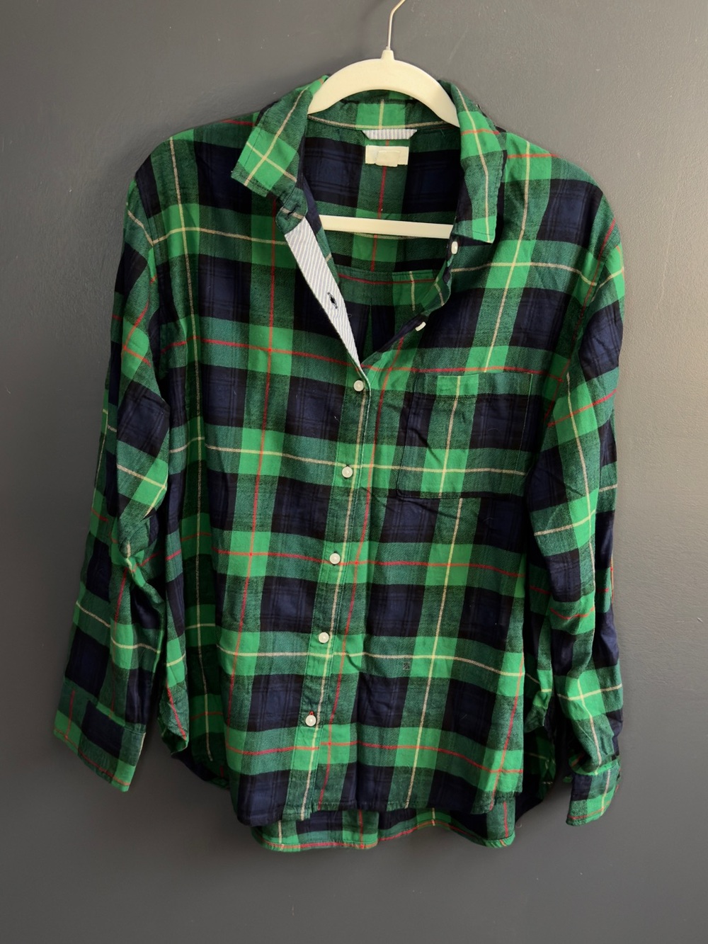 aerie Green and Navy Plaid Button-Down Shirt